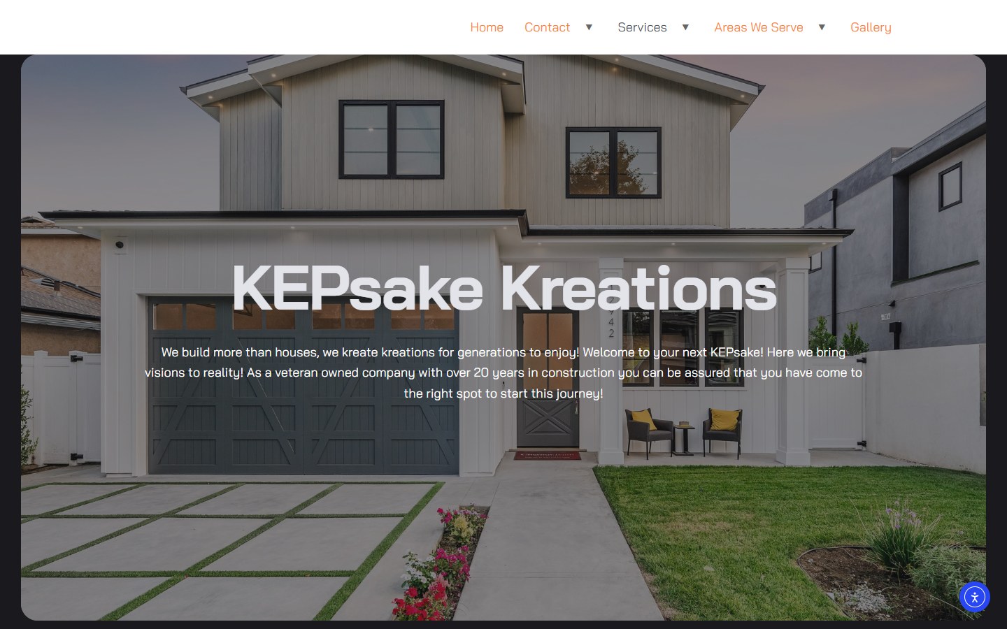 Kepsake Kreations website, home page