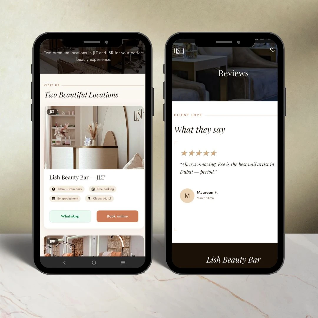 Lish Beauty Bar website design