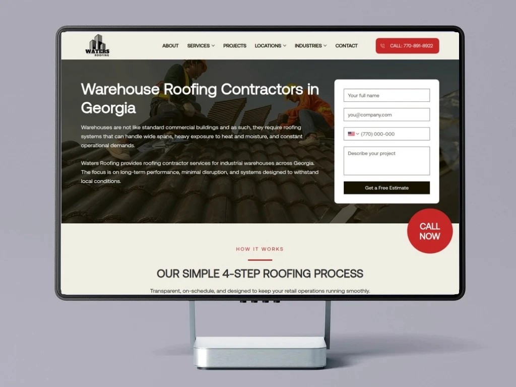 Waters Roofing website