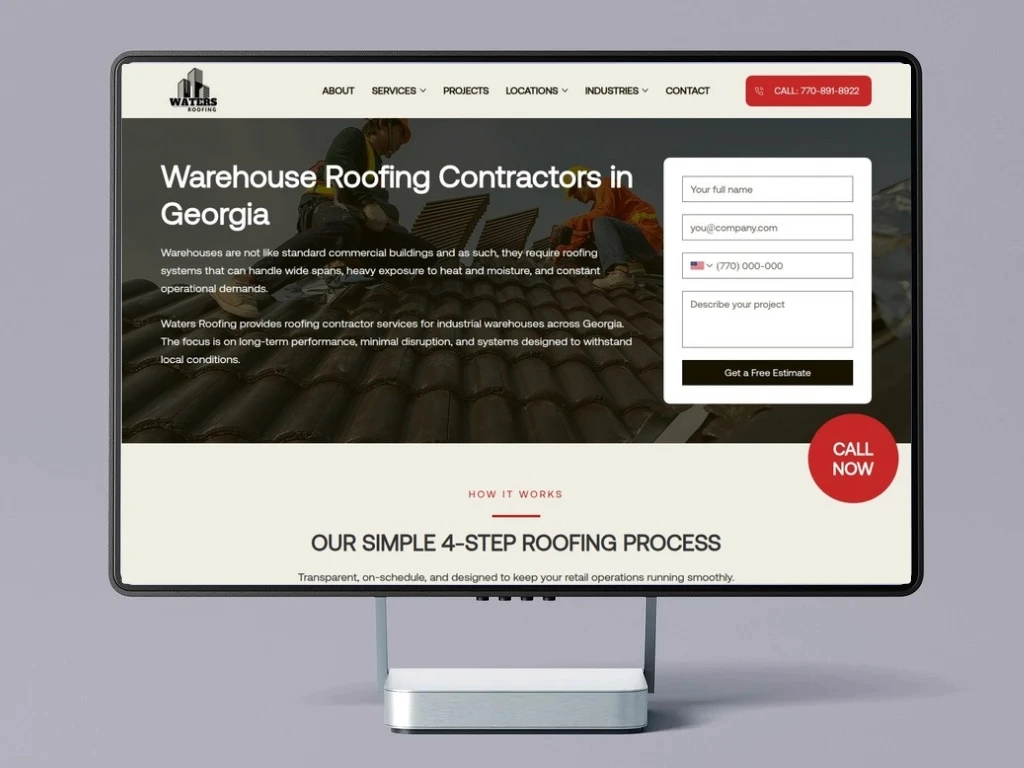 Waters Roofing website design