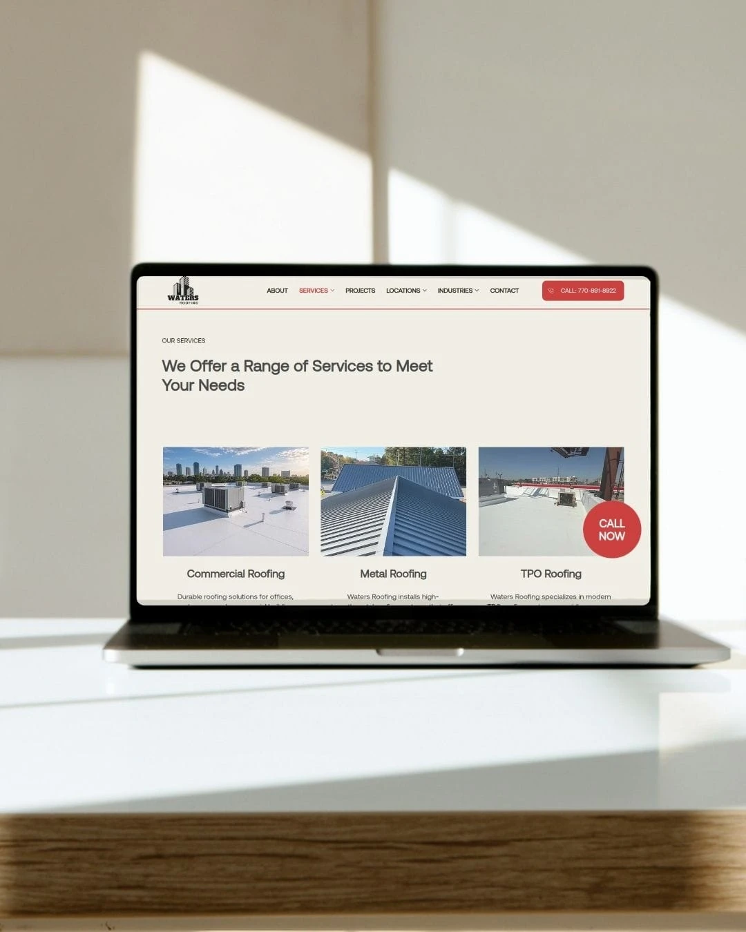 Waters Roofing website design