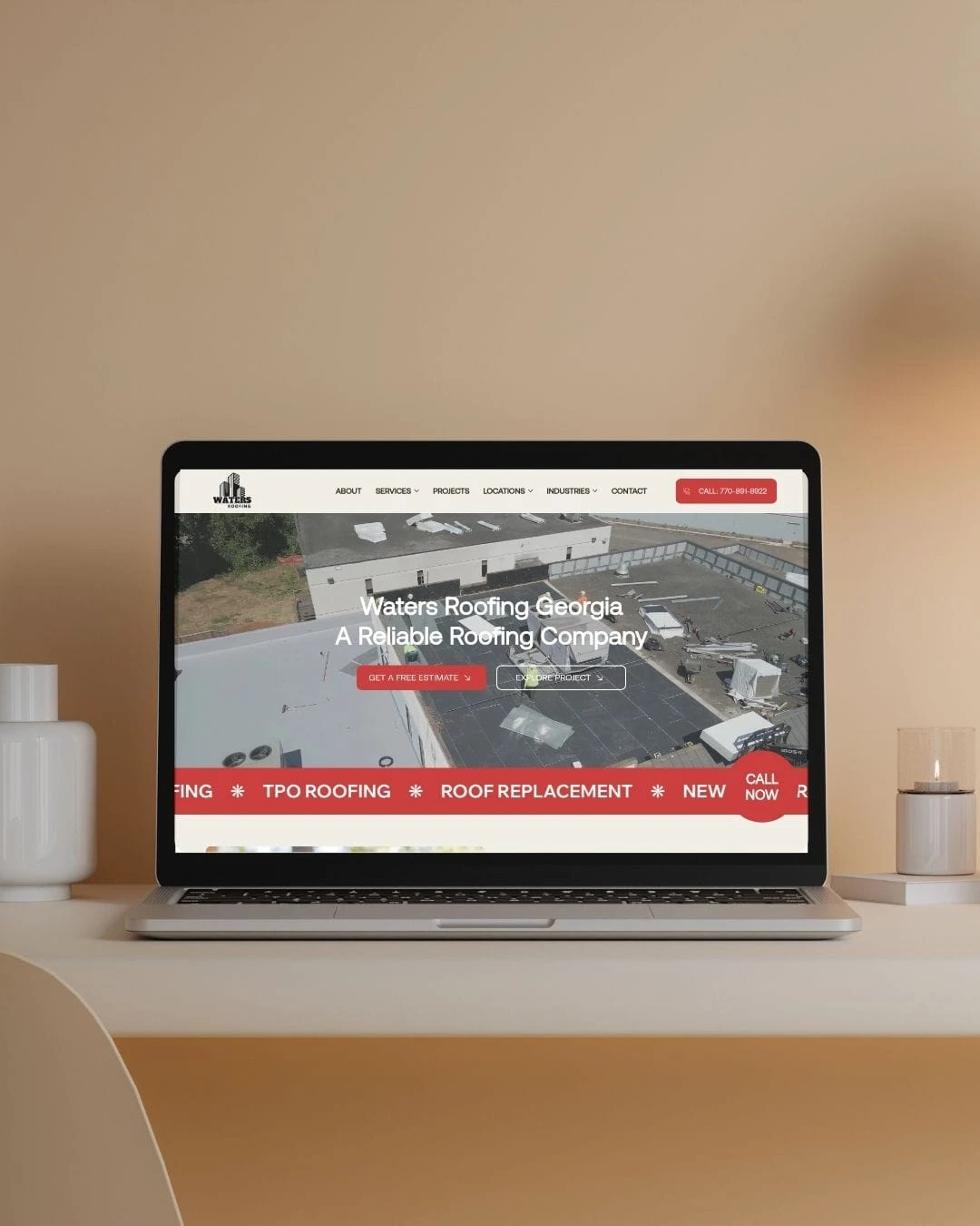 Waters Roofing website design