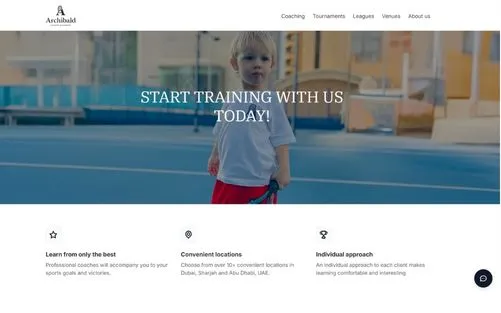 Archibald Sports website design