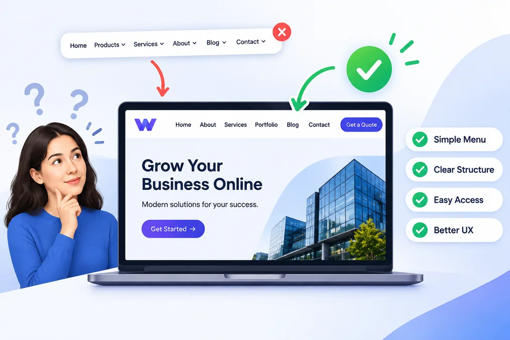 Website navigation menu structure and usability